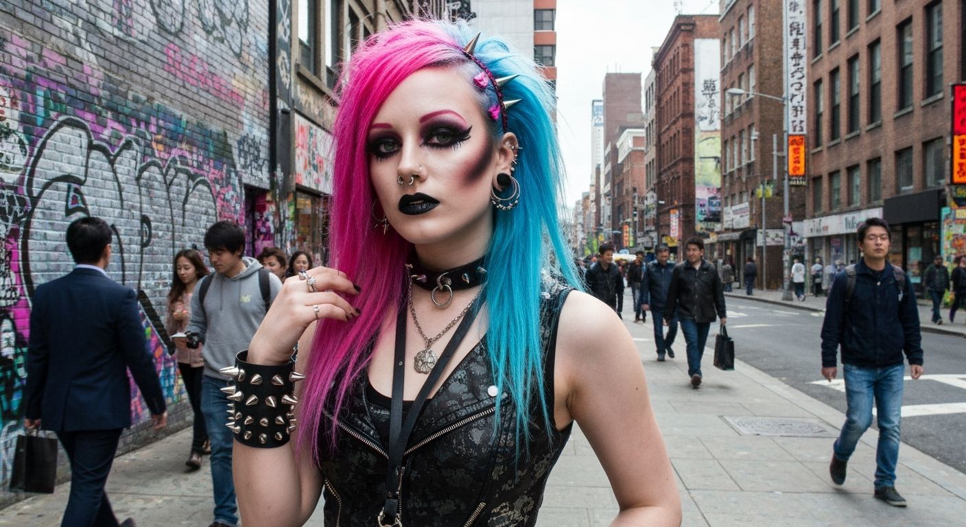 Punk Gyaru Girl in Urban Pop Art Style