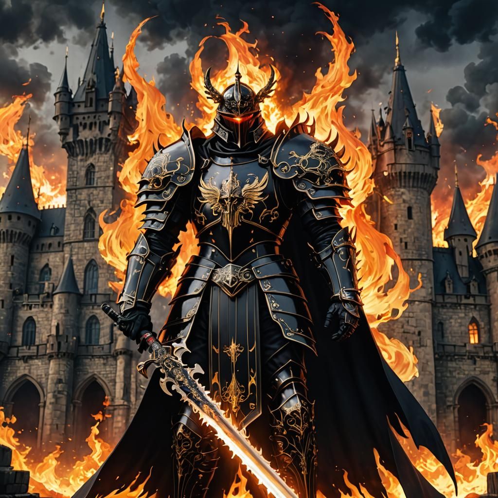 Anime Angel of Death with Flaming Sword