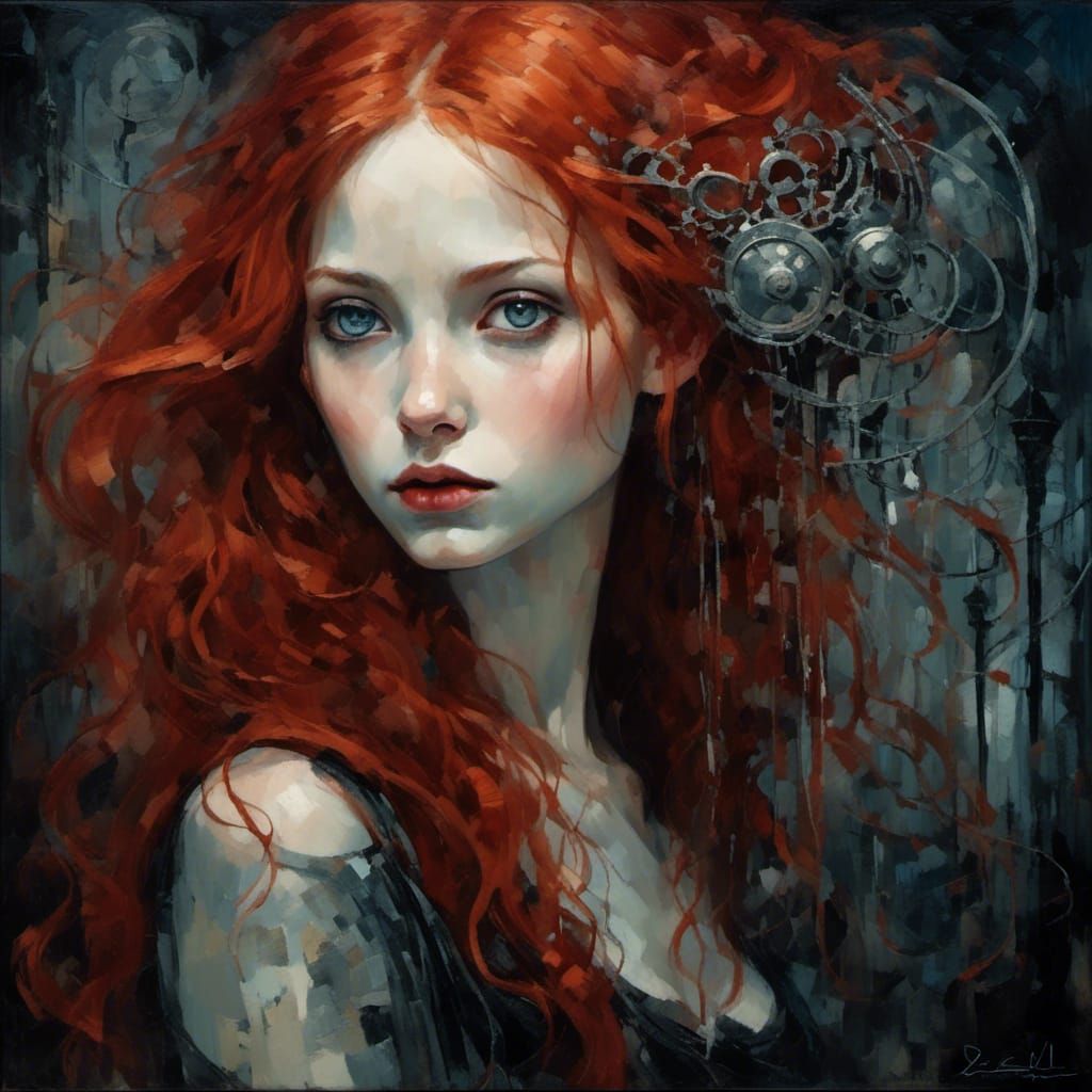 Gothic Oil Painting of a Czech Woman Portrait