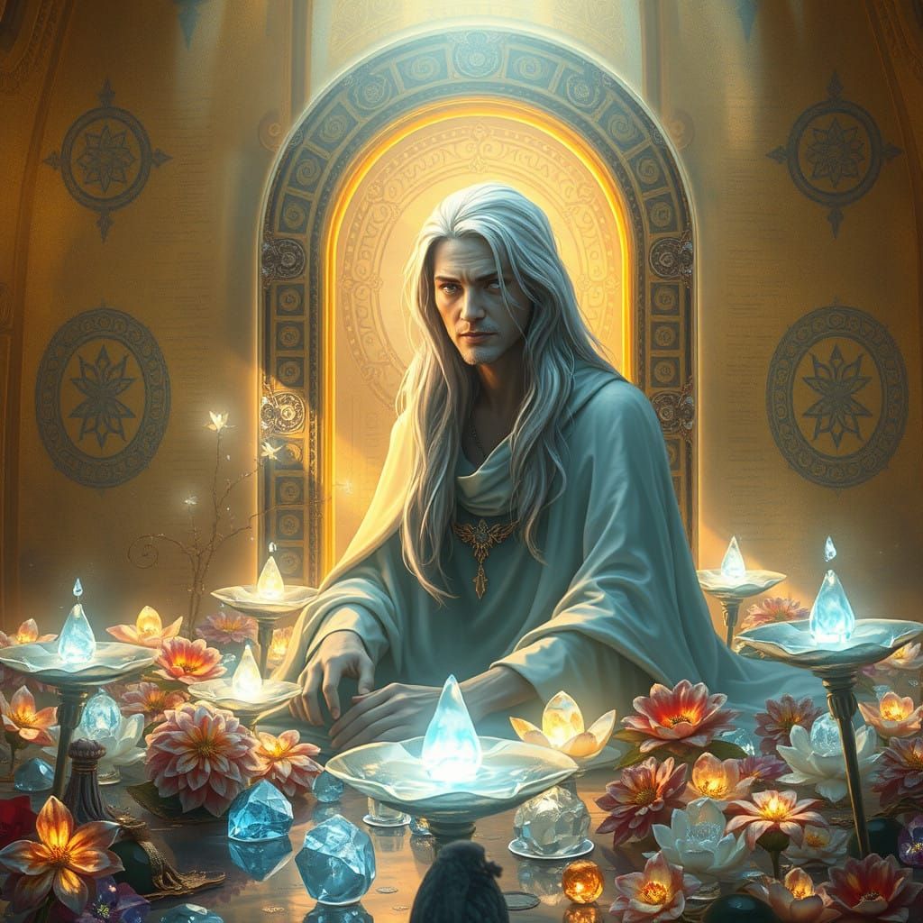 Ethereal Golden Shrine with Whispers of Ancient Magic