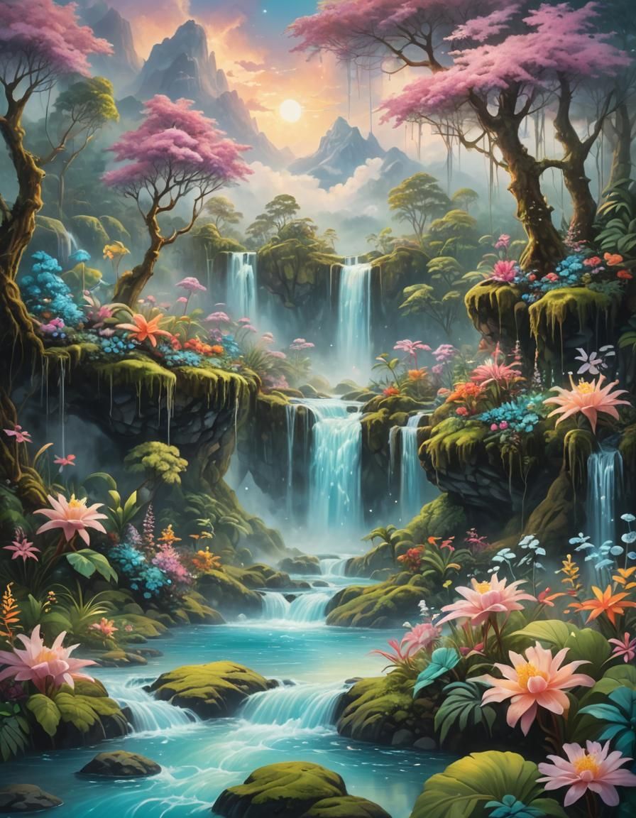 Dreamy Cloud Forest with Floating Islands