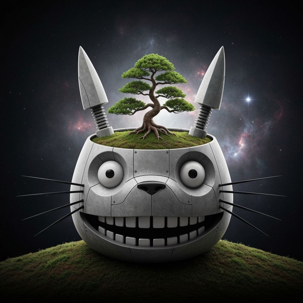 Bonsai Forest in Robot Totoro Skull