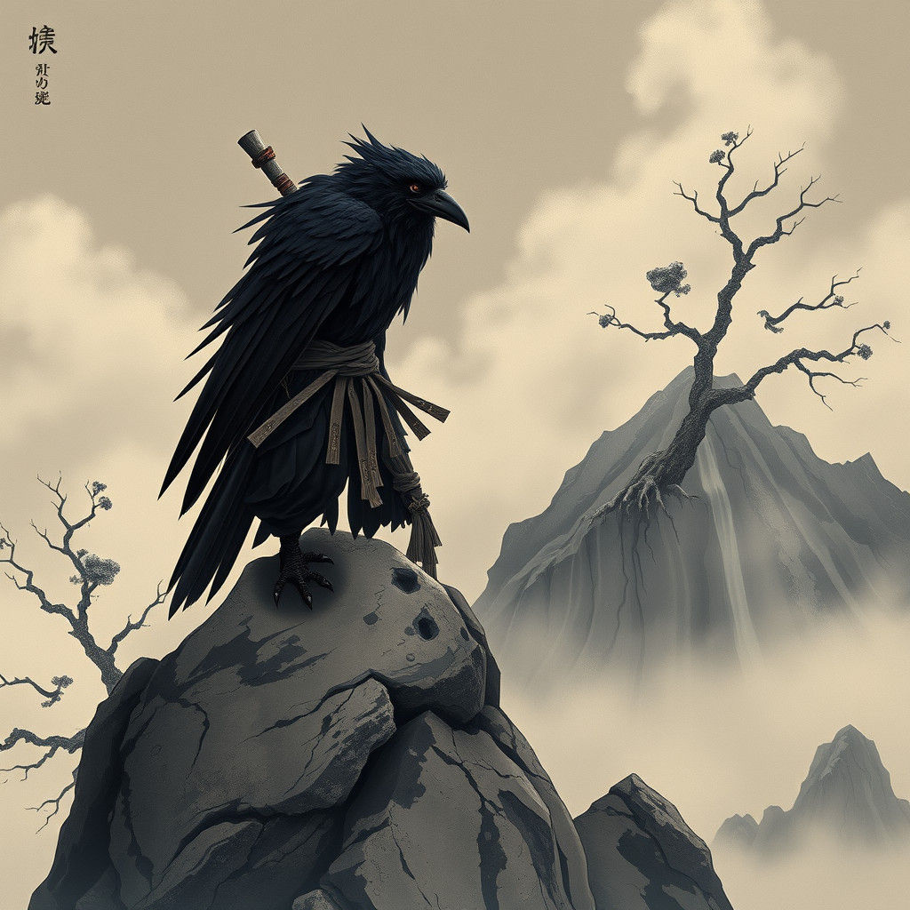 Tengu Ninja in Nanga Late Edo Period Style