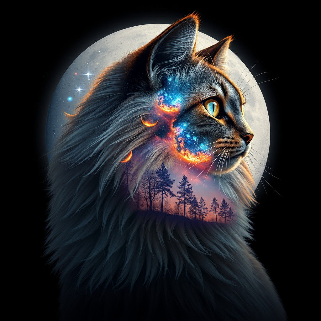 Majestic Cat with Cosmic Aura