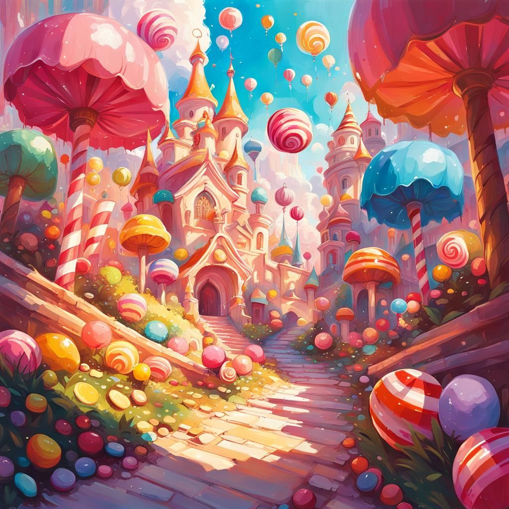 Candy Land Landscape in Digital Illustration Style