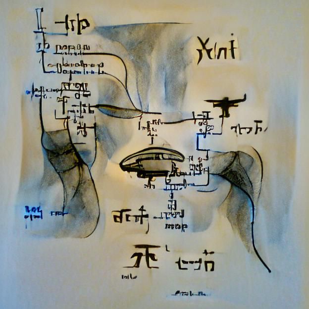Alien Technology Diagram in Pen and Ink