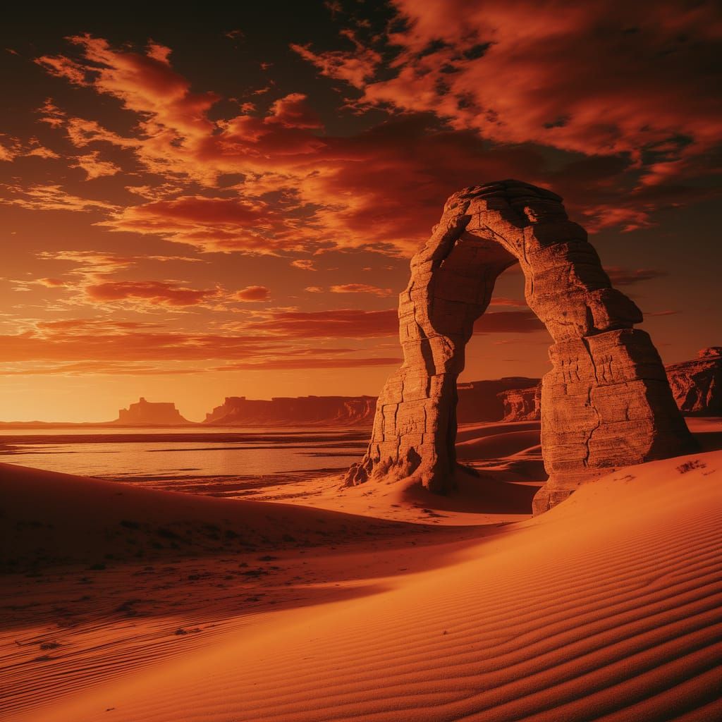 Vibrant Orange Desert Landscape Photograph