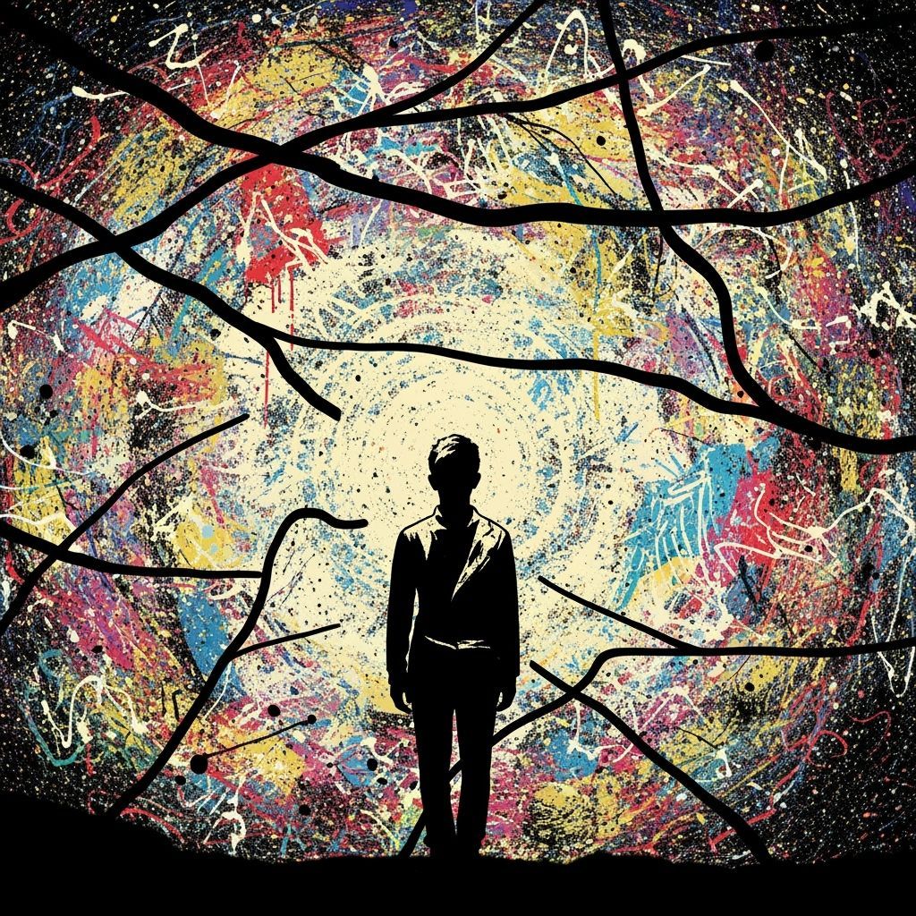 Abstract Expressionism with Silhouette in Urban Style