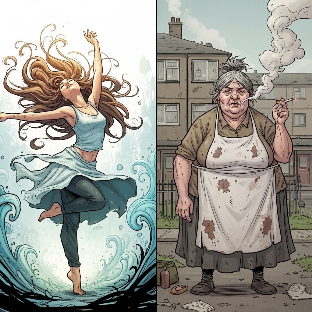 Dynamic Fantasy Art Contrasts with Gritty Realism