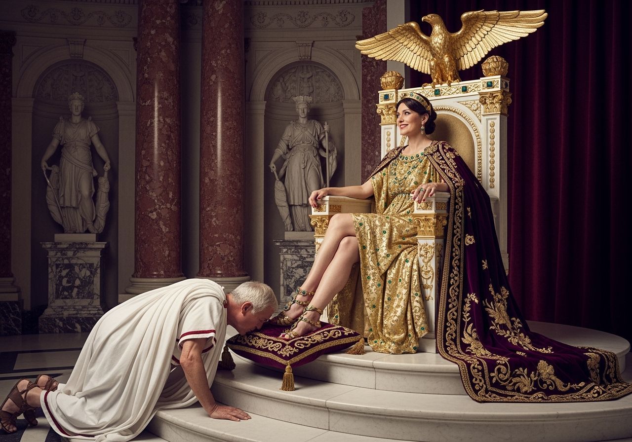 Empress Messalina on Her Throne in Lavish Roman Style