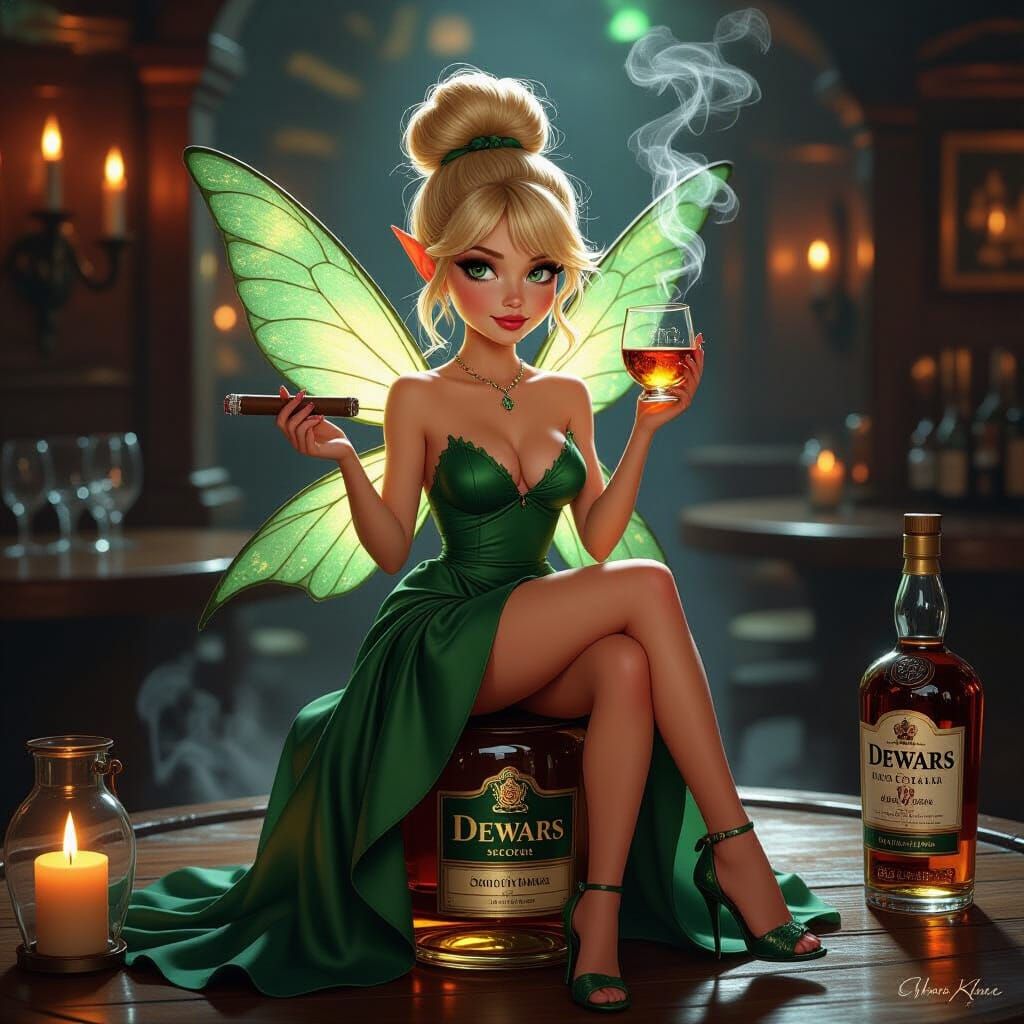 Scotch Fairy in Scottish Pub, Kinkade Style