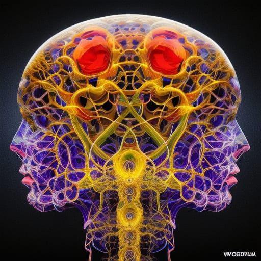 Surreal Brain Drain Portrait in Crystal Block Art