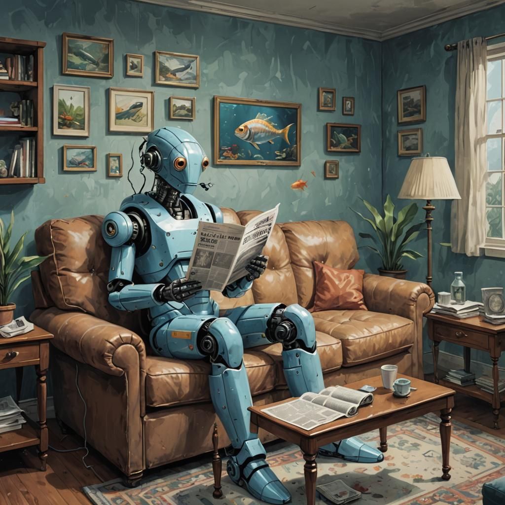 Surreal Robot Aquarium Scene
