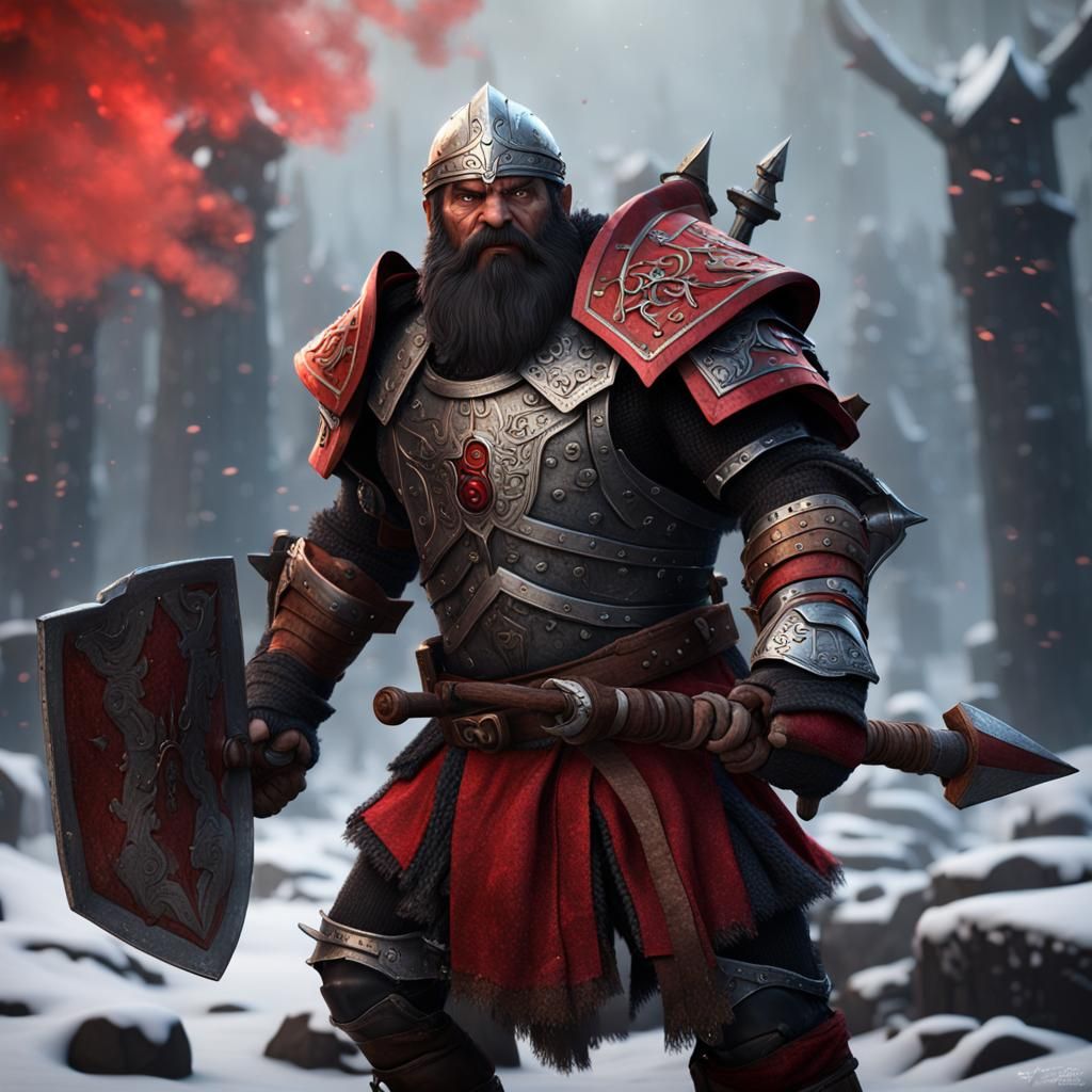 Dwarf Warrior with Maul in Detailed Matte Painting