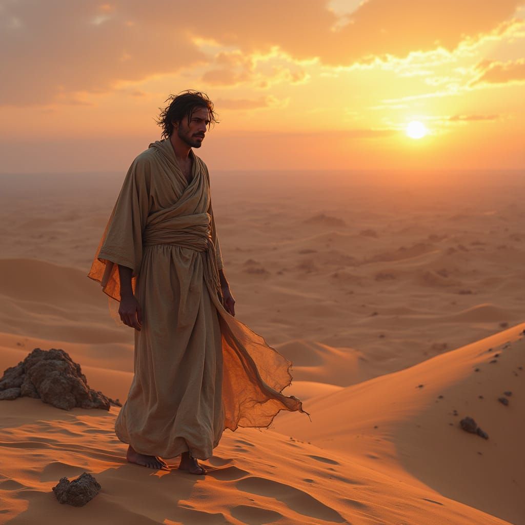 Majnun's Isolated Desert Descent into Madness