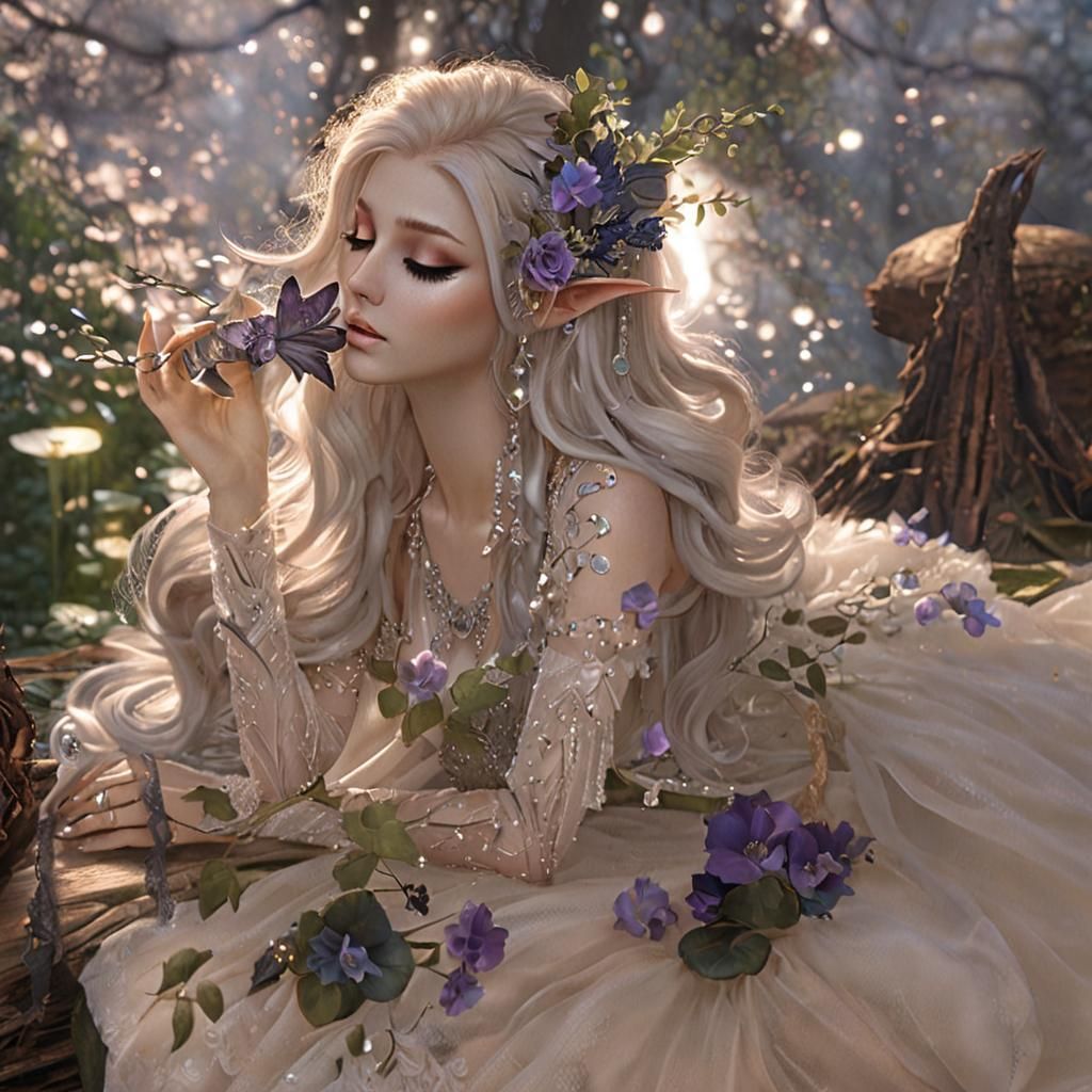 Fae Queen Elara in Enchanted Forest Glade
