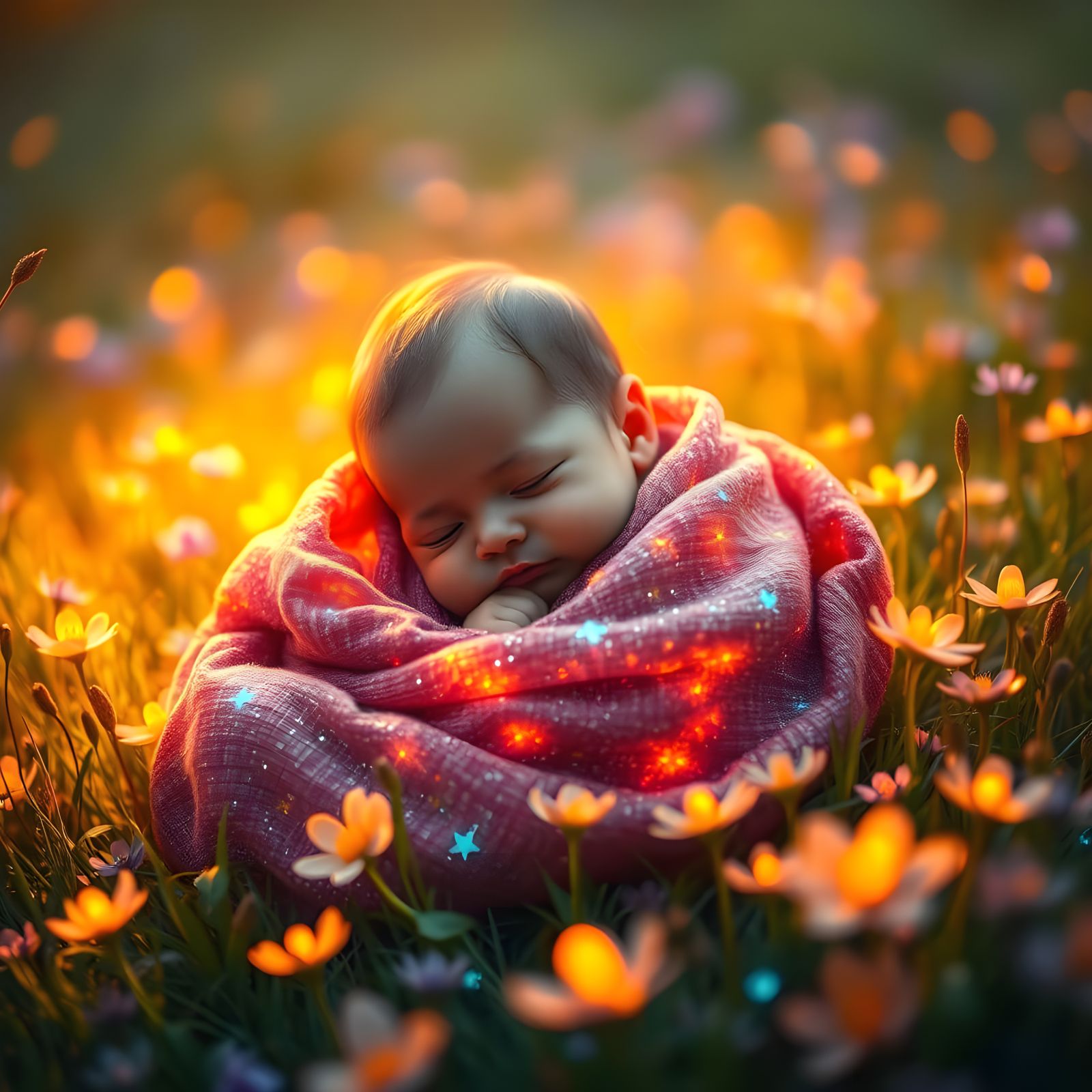 Celestial Baby in Vibrant Meadow