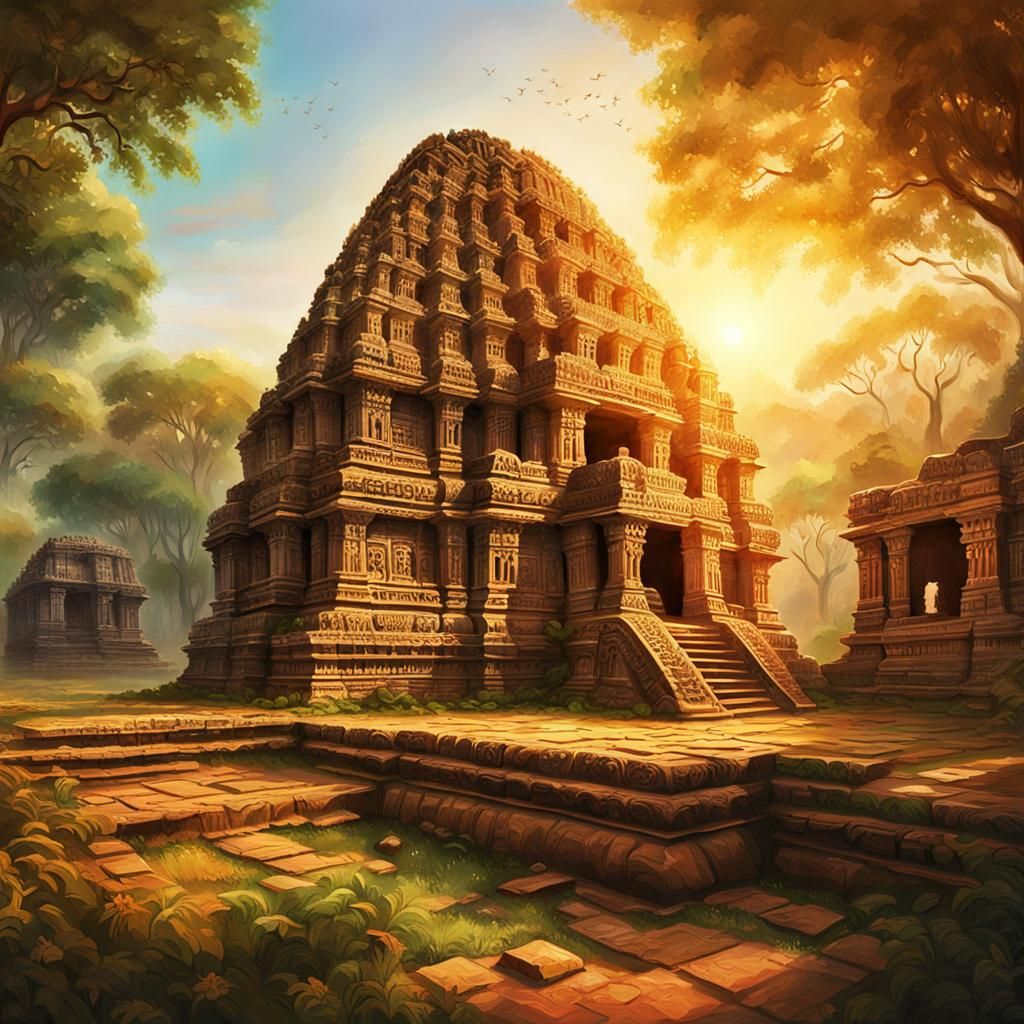 Konark Sun Temple Ruins: Vibrant Oil Painting