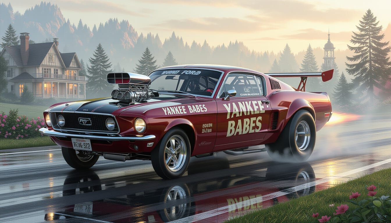 1968 Ford Devil Dragster in Ethereal Fantasy Landscape