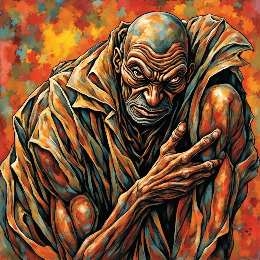 Grotesque Old Man in Ralph Steadman Style