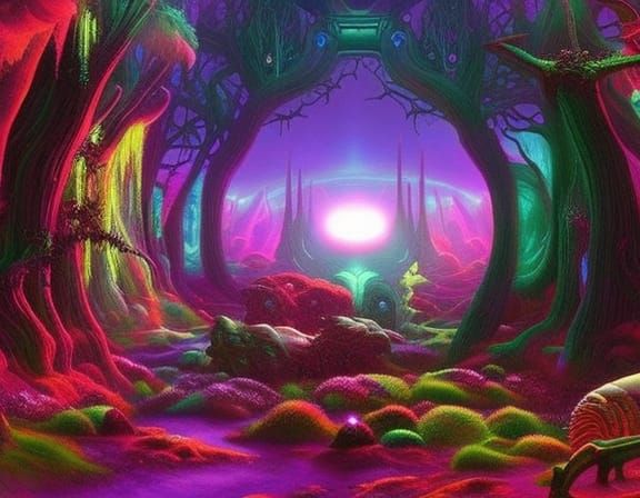 Dreamcore Landscape with Neon Lights in 8K