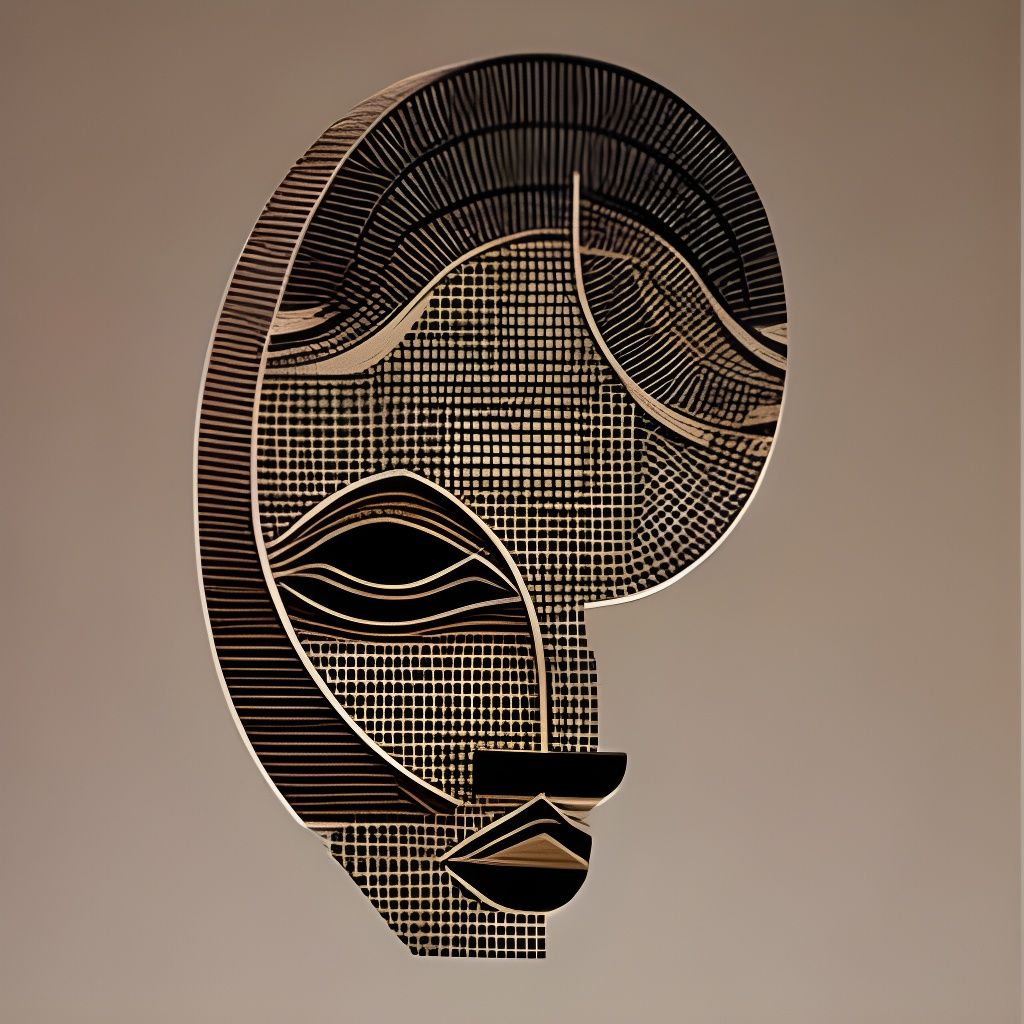 3D Woodcut: Woman's Face in Wooden Blocks