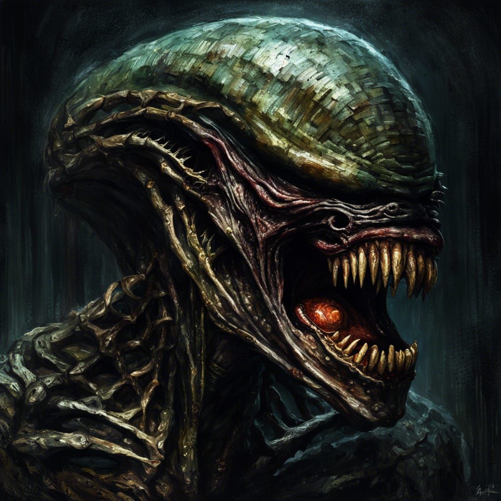 Grotesque Decaying Face in Gothic Horror Style