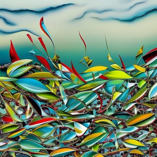 Abstract 3D Art with Glass, Gems, and Fractals