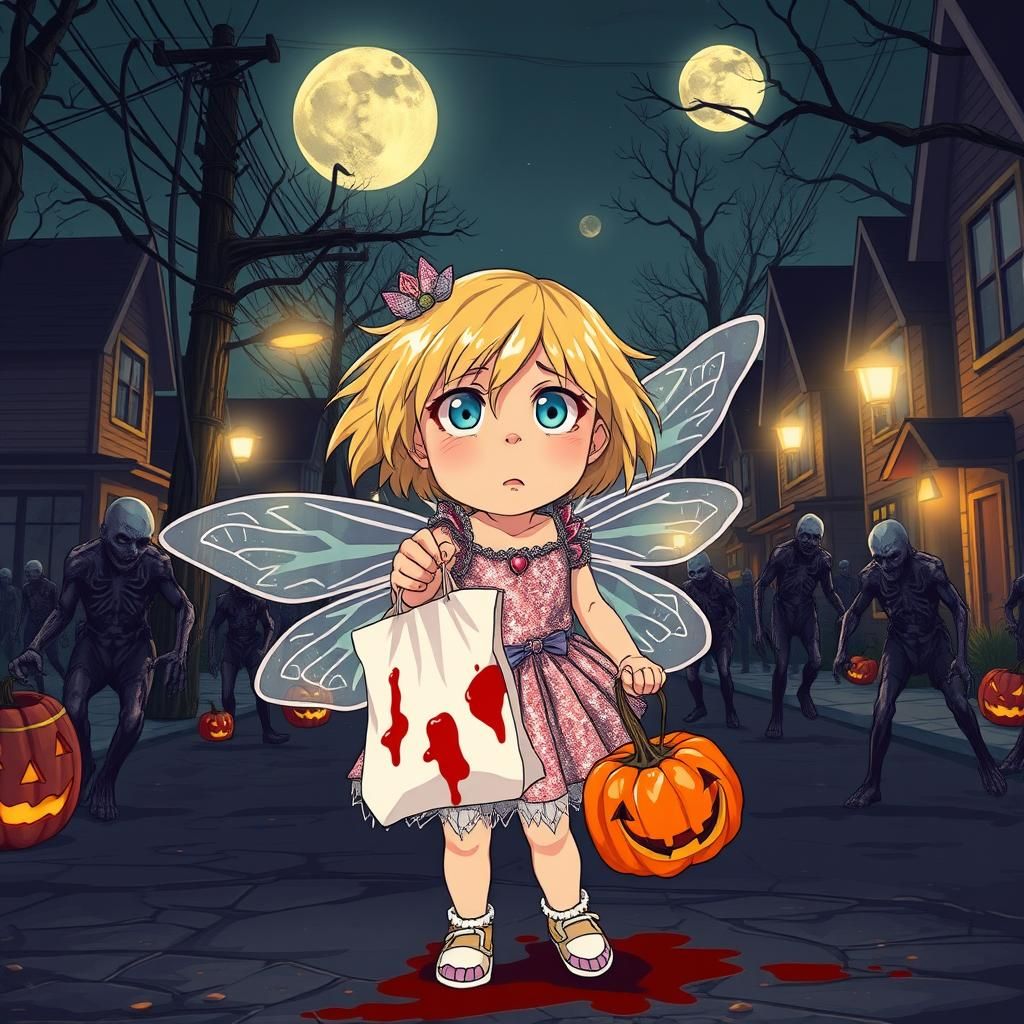 Frightened Fairy Princess in Zombie Apocalypse, Manga Style