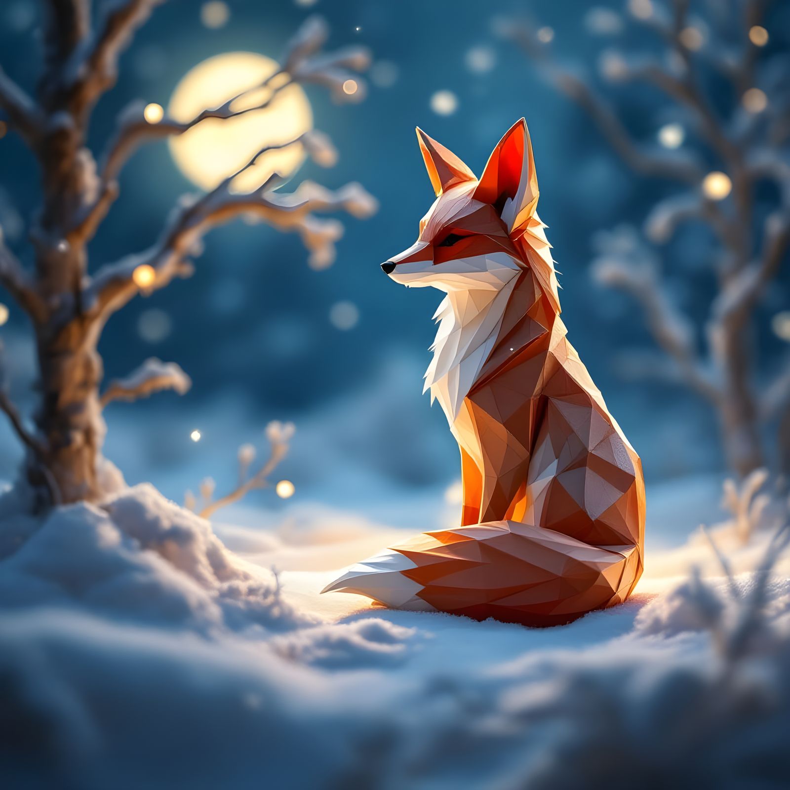 Origami Winter Haven – Fox Close-Up v2