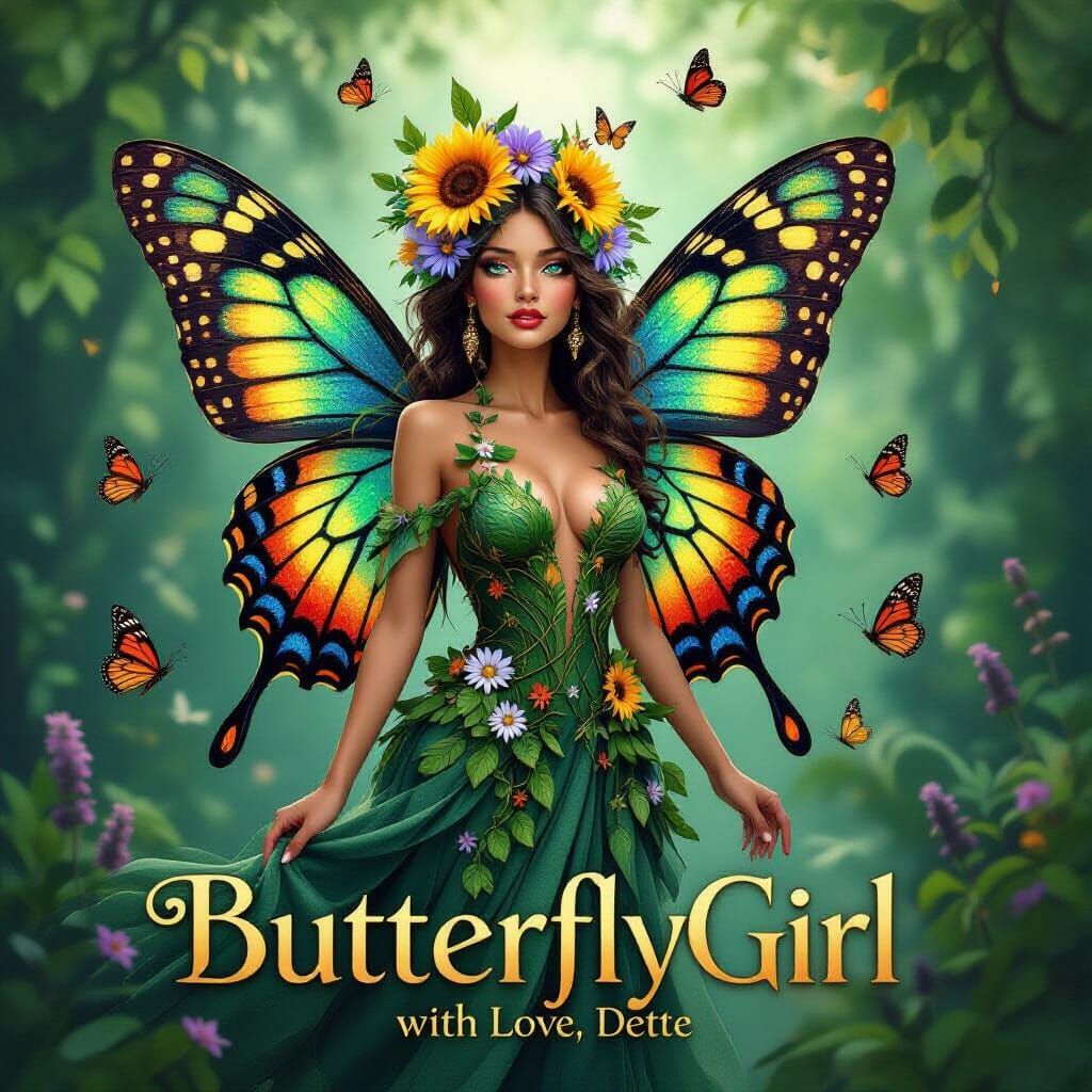 Goddess of Butterflies in Majestic Art Deco Style
