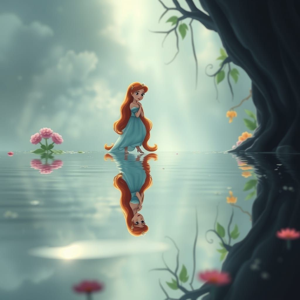 Princess in Enchanted Forest Reflection
