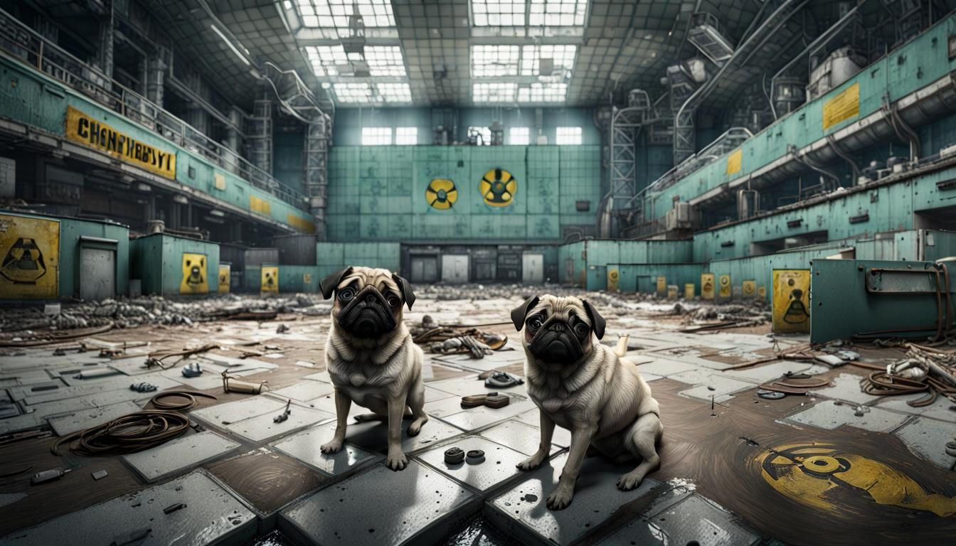 Pugs at Chernobyl: A Photorealistic Artstation Scene