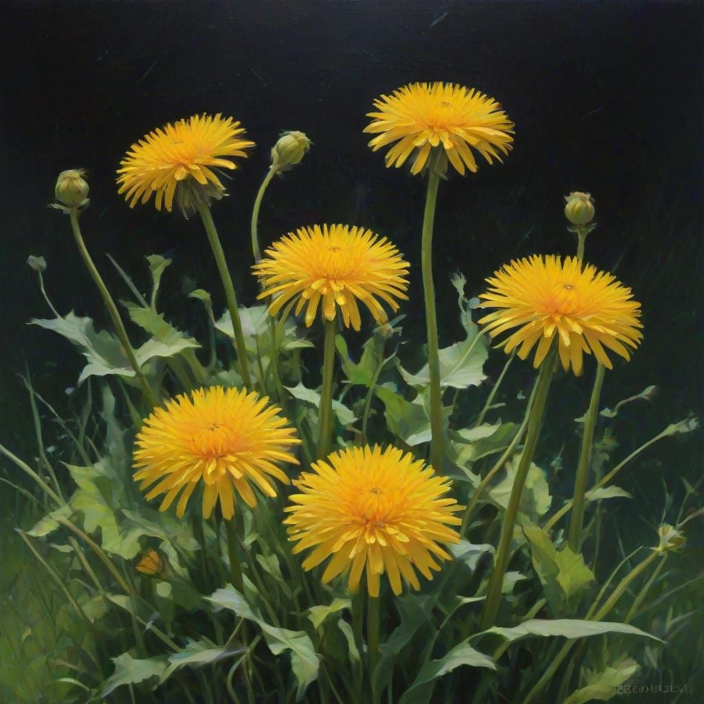 Whimsical Dandelions in a Sunny Landscape