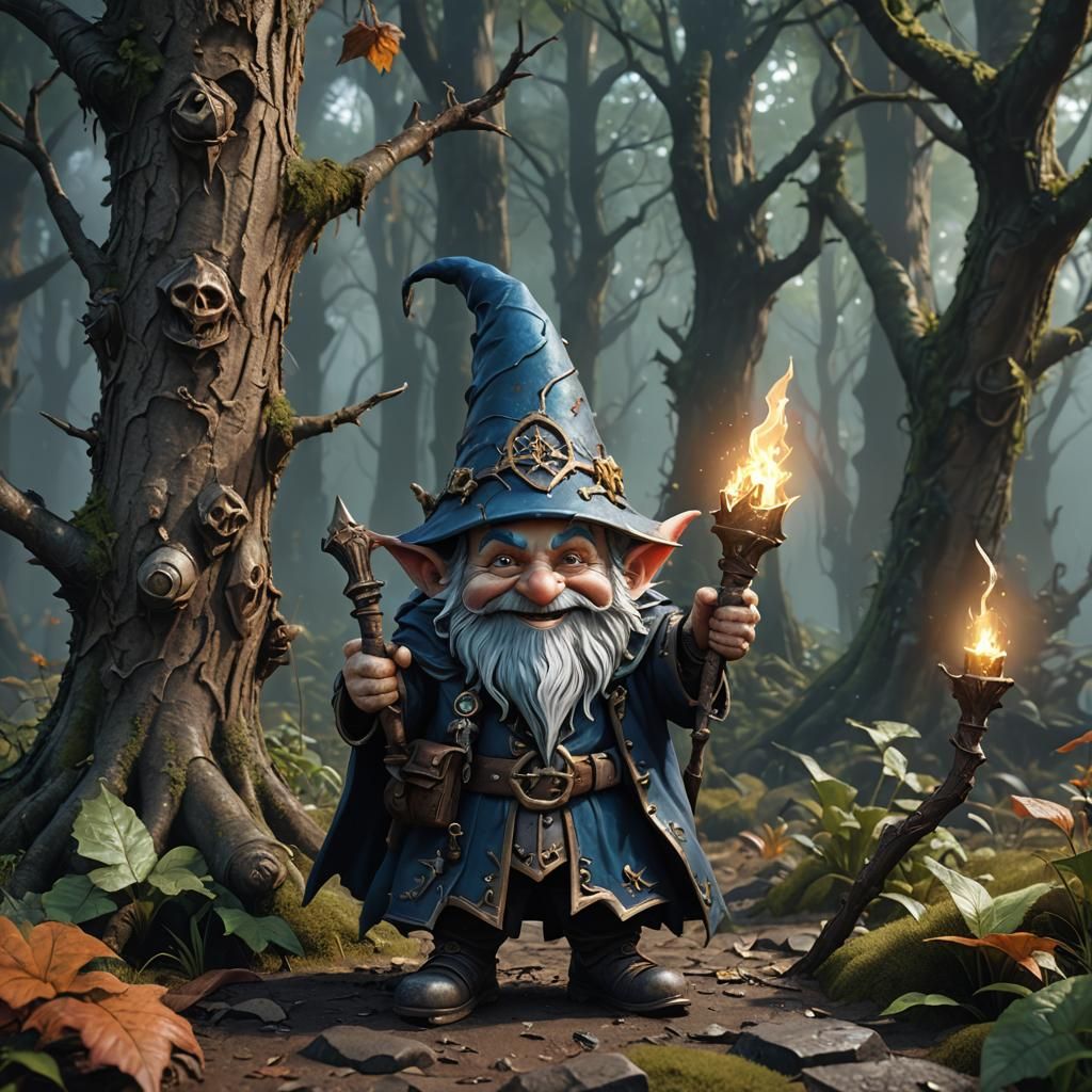 Gothic Gnome Wizard in Detailed Matte Painting