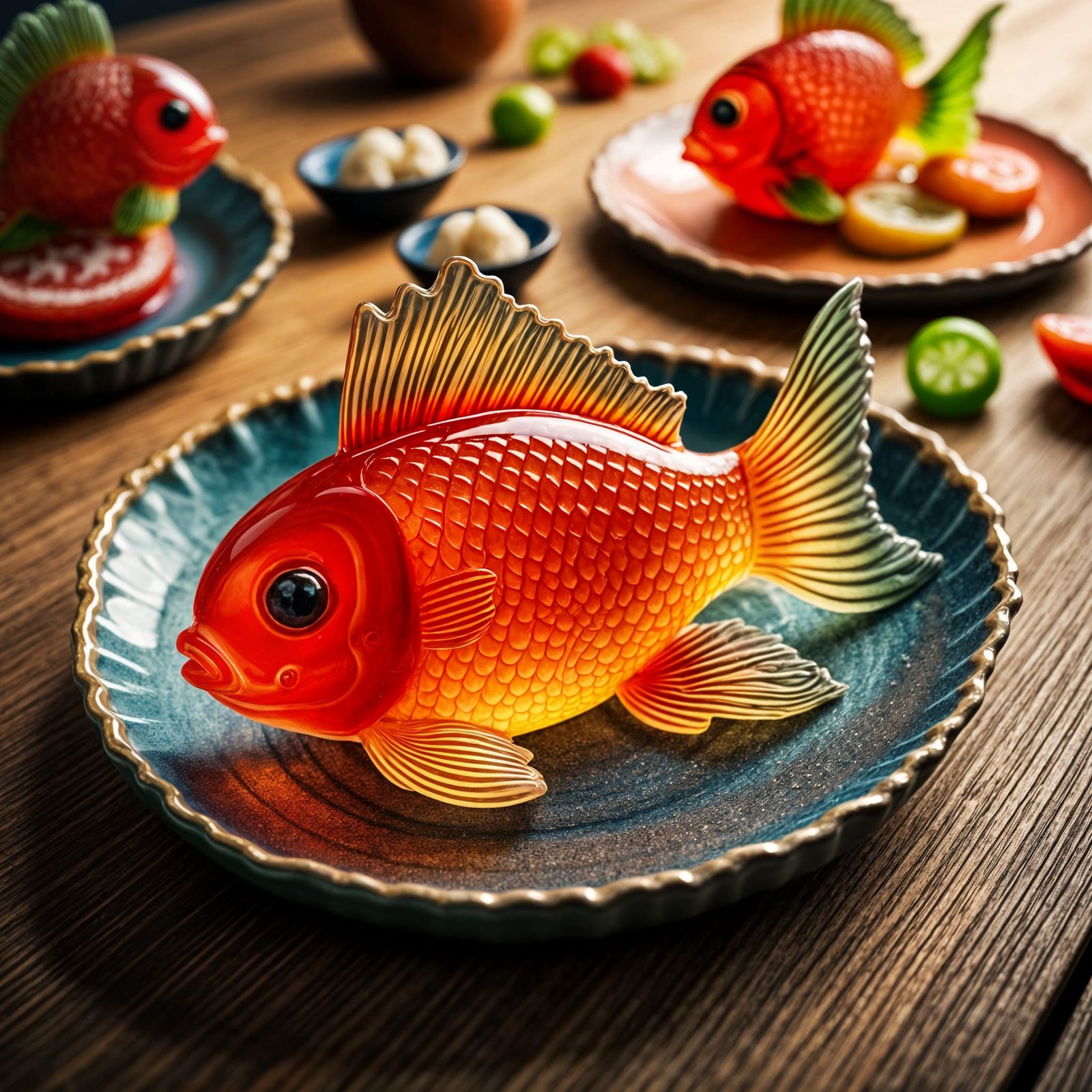 Vibrant Jellyfish Form on a Wooden Table