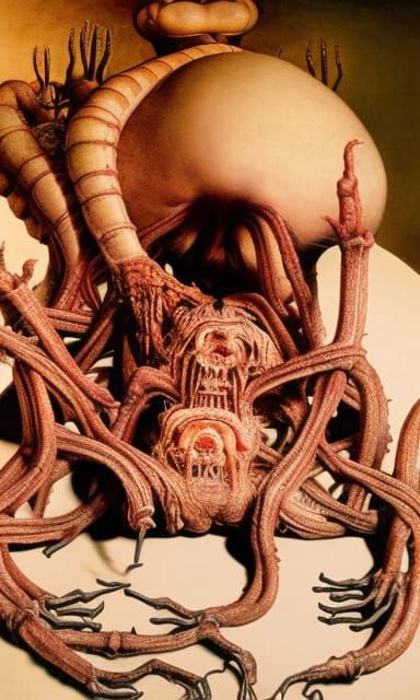 Detailed Horror Centipede in Giger Style