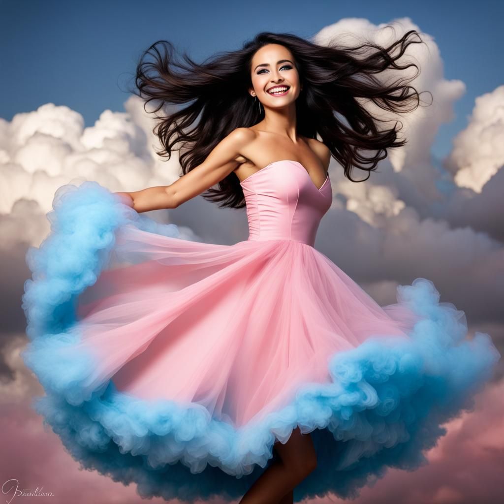 Beautiful Princess Dancing on a Cloud