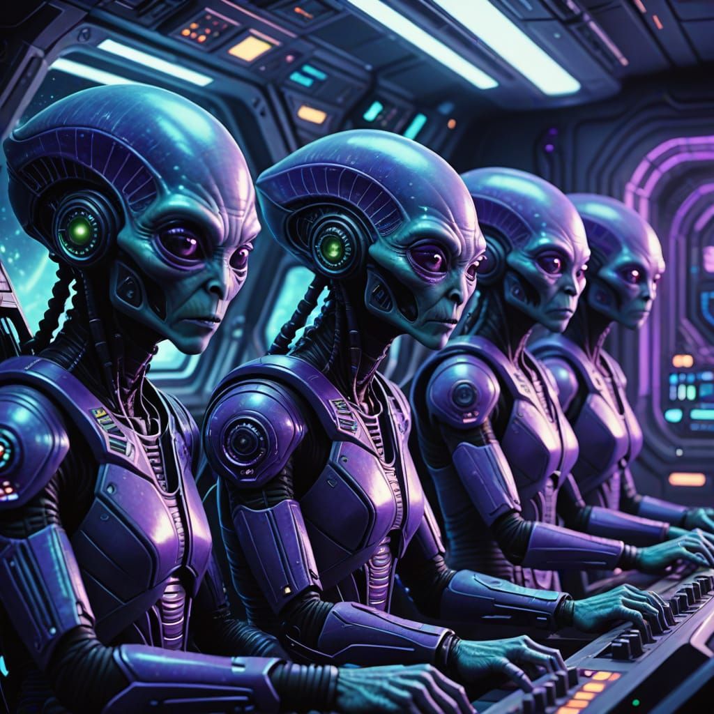 Starship Crew in Vibrant Triadic Colors