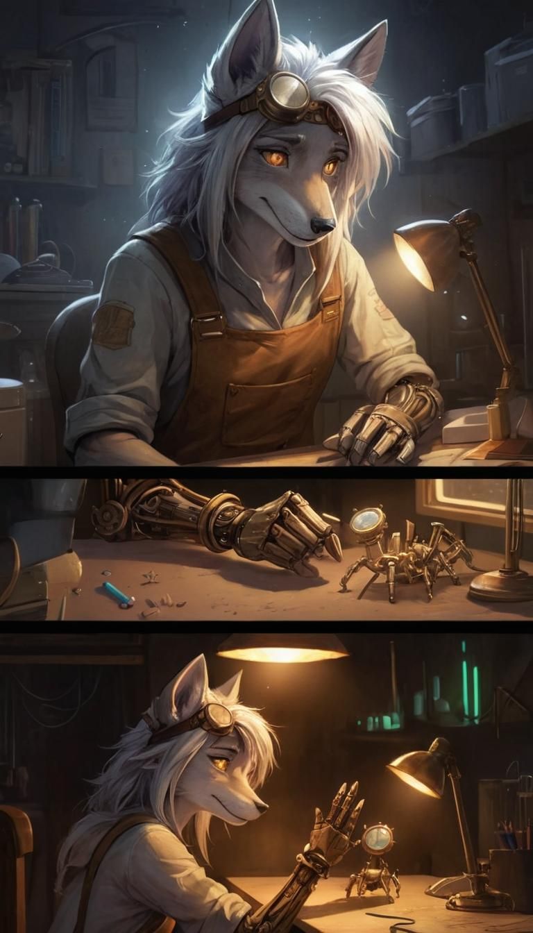 Jackal Engineer Creates Clockwork Spider, Digital Art