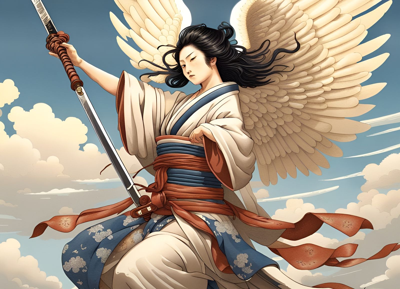 Serra Angel in Japanese Painting Style