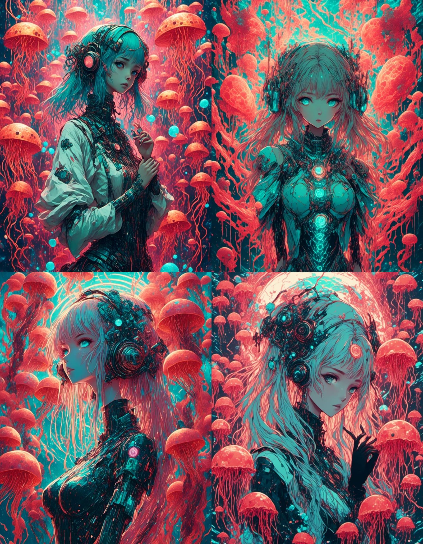 Retro Anime Siren with Electric Jellyfish