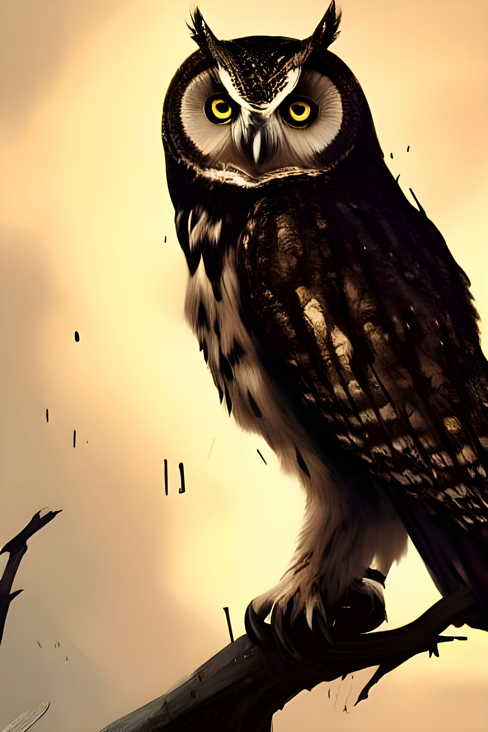 Golden Feathered Owl: Dark Fantasy Concept Art