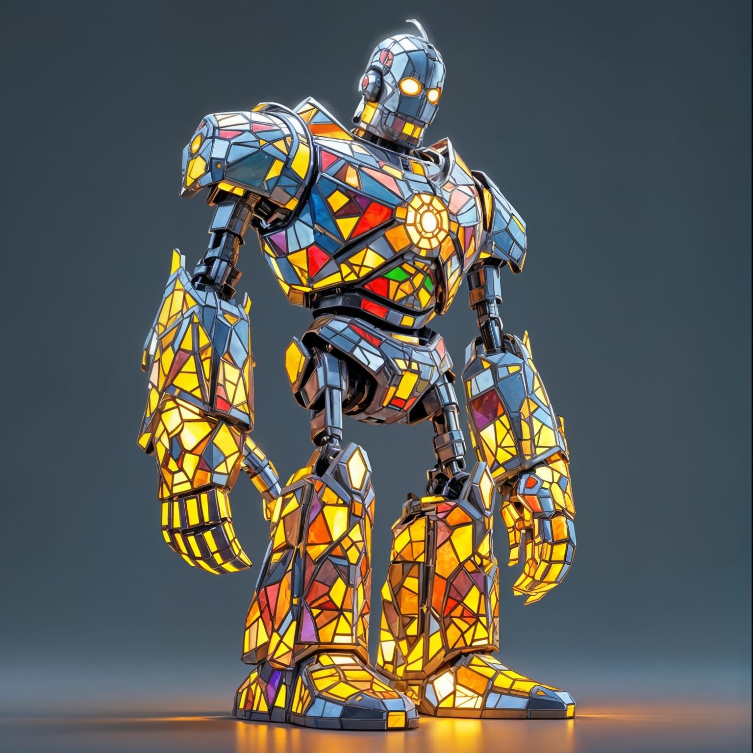 Stunning Digital Stained Glass Giant Illuminated from Within