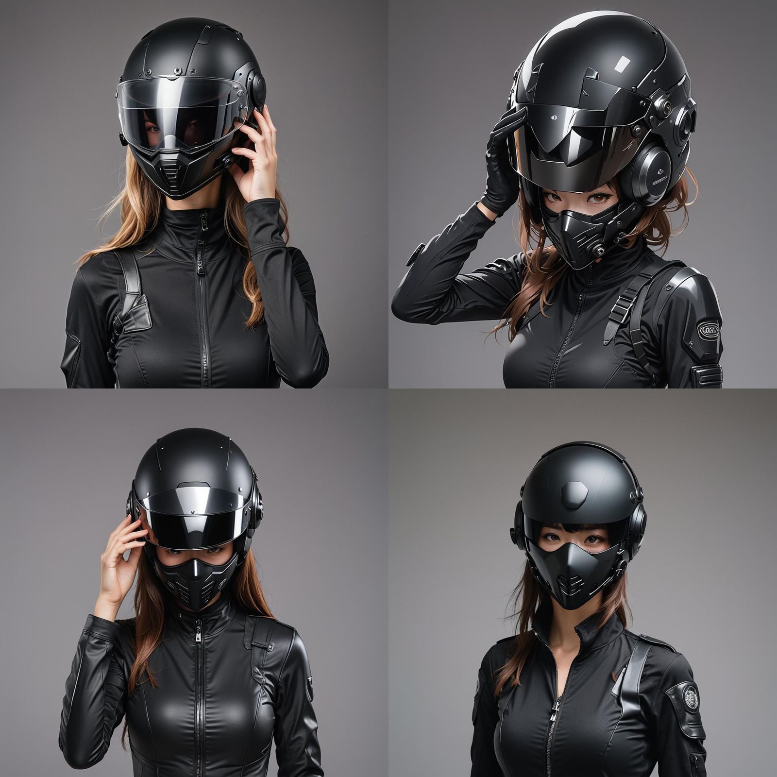 Anime Style: Woman in Bodysuit with Helmet