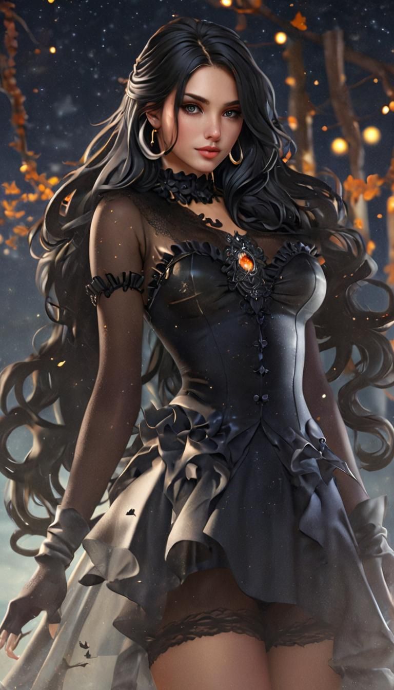 Halloween Magic Woman Portrait in Vector Style