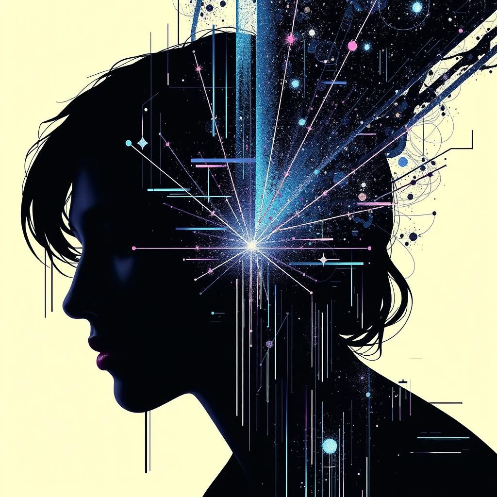 Abstract Constellation with Glitch Error in Maximalist Style