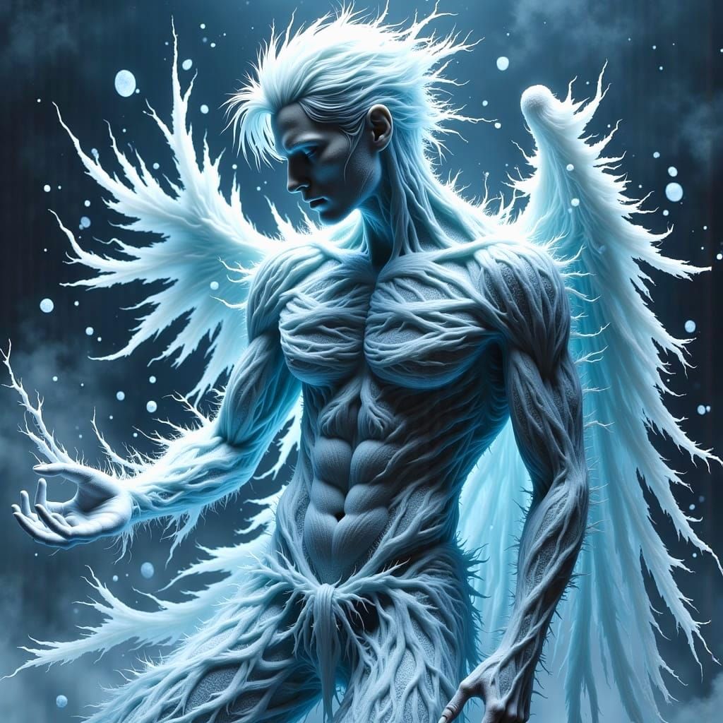 Ice Warrior in Dark Gothic Oil Painting