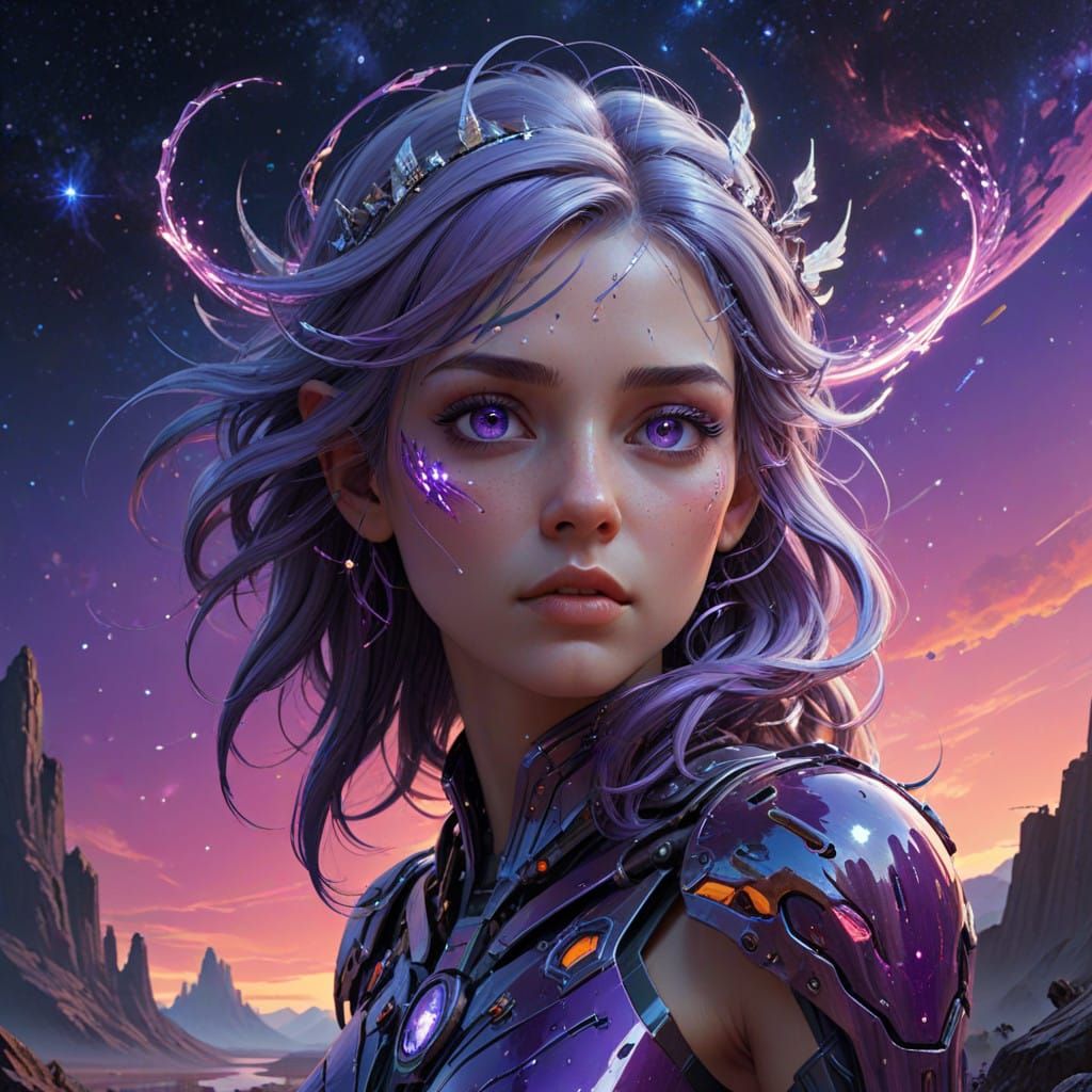 Ethereal Fairy Reigns in Vibrant Galaxy Landscape