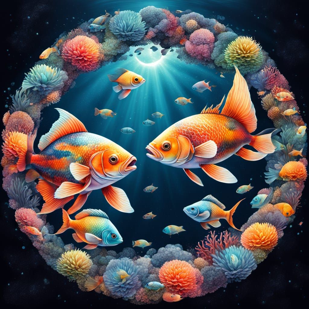 Vibrant Fish Swim in Celestial Harmony